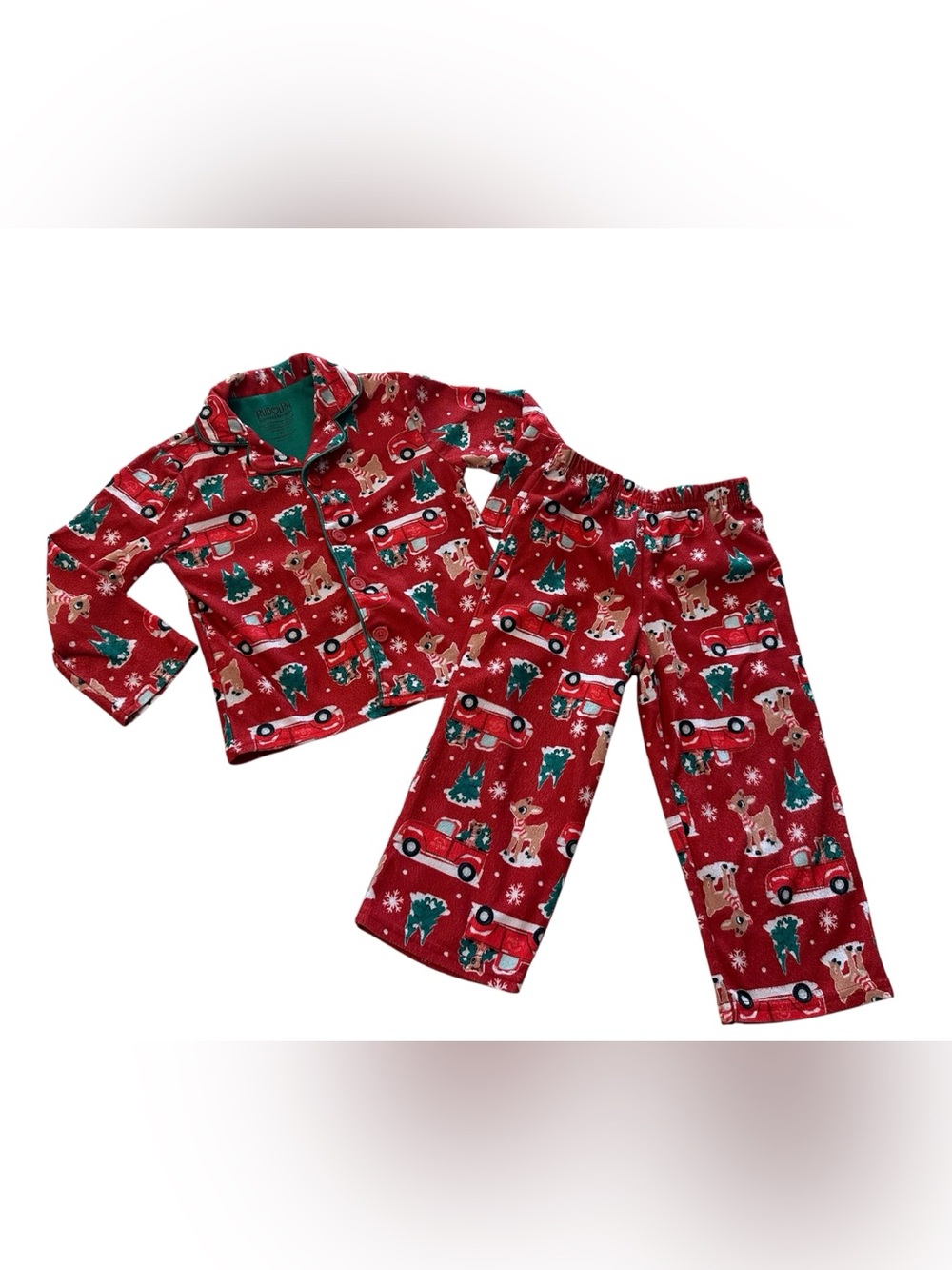 3T toddler Rudolph Christmas holiday flannel pj pajama set